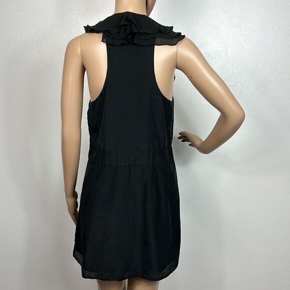 Young Fabulous & Broke Black Silk Blend Mini Sleeveless Ruffle Dress Size M - Picture 3 of 10